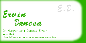 ervin dancsa business card